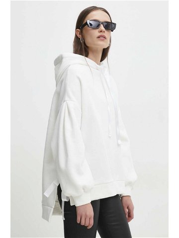 Mikina Answear Lab dámská bílá barva s kapucí hladká