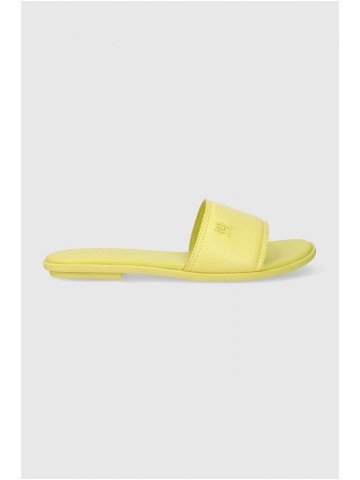 Kožené pantofle Tommy Hilfiger POP COLOR MULE SANDAL dámské žlutá barva FW0FW07936