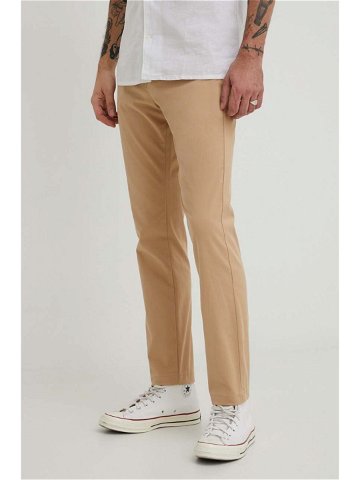 Kalhoty Tommy Jeans pánské béžová barva přiléhavé DM0DM19166