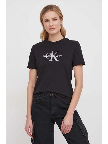 Bavlněné tričko Calvin Klein Jeans černá barva J20J223264
