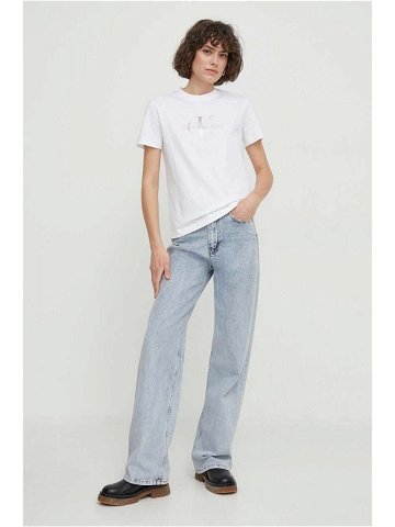 Bavlněné tričko Calvin Klein Jeans bílá barva J20J223264