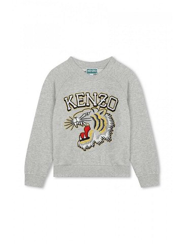 Dětská bavlněná mikina Kenzo Kids šedá barva s potiskem
