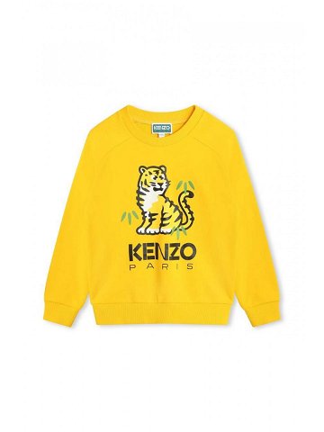 Dětská bavlněná mikina Kenzo Kids žlutá barva s potiskem