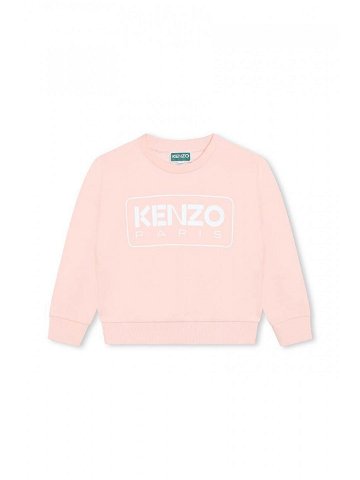 Dětská bavlněná mikina Kenzo Kids růžová barva s potiskem