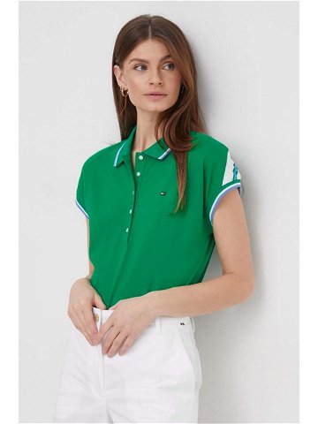 Polo tričko Tommy Hilfiger zelená barva WW0WW41285