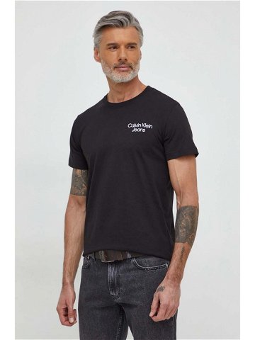 Bavlněné tričko Calvin Klein Jeans černá barva s potiskem J30J325186