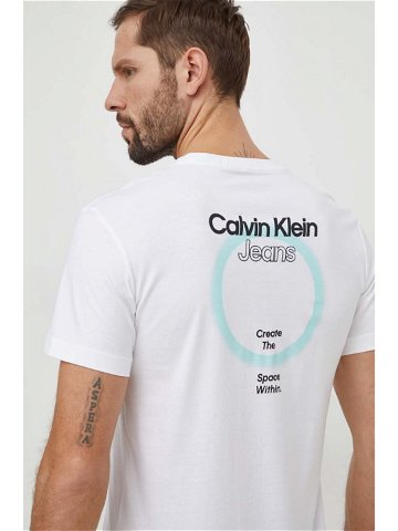 Bavlněné tričko Calvin Klein Jeans bílá barva s potiskem J30J325186