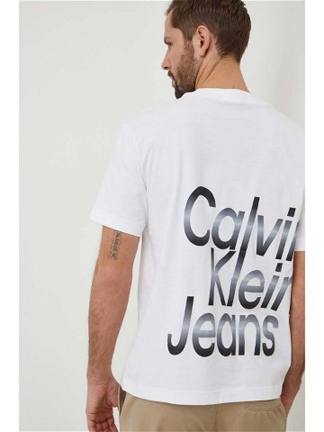 Bavlněné tričko Calvin Klein Jeans bílá barva s potiskem