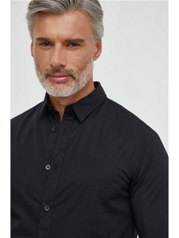 Košile Calvin Klein Jeans pánská černá barva slim s klasickým límcem J30J324614