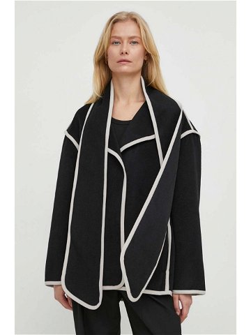 Vlněná bunda Bruuns Bazaar černá barva přechodná oversize