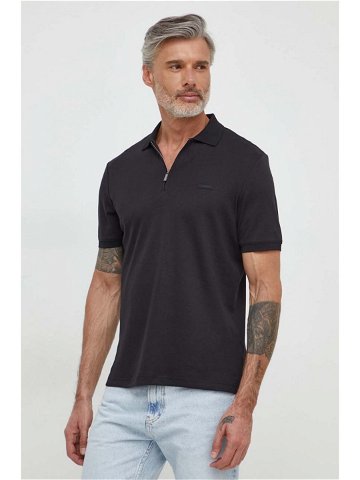 Bavlněné polo tričko Calvin Klein černá barva K10K112754