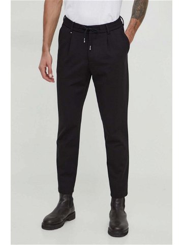 Kalhoty BOSS pánské černá barva jednoduché 50509536