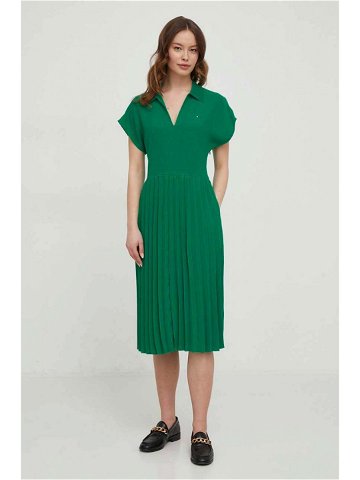 Šaty Tommy Hilfiger zelená barva mini WW0WW41868