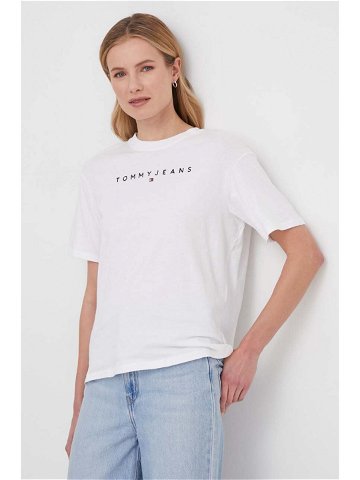 Bavlněné tričko Tommy Jeans bílá barva