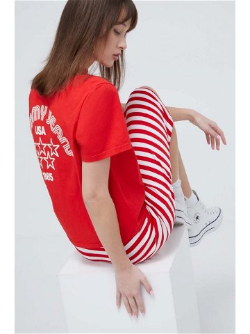Bavlněné tričko Tommy Jeans červená barva DW0DW17831