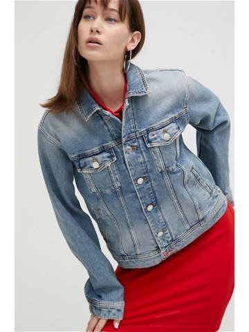 Džínová bunda Tommy Jeans dámská přechodná oversize