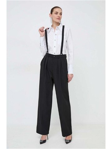 Kalhoty Custommade Pien dámské černá barva jednoduché high waist 999825531