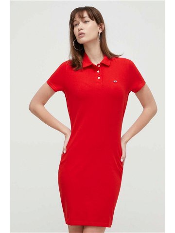 Šaty Tommy Jeans červená barva mini DW0DW18146