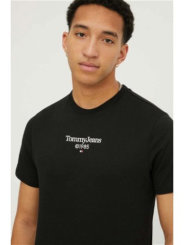 Bavlněné tričko Tommy Jeans černá barva s potiskem DM0DM18569
