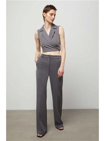 Kalhoty Answear Lab dámské šedá barva jednoduché high waist