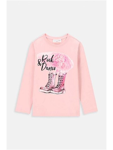 Dětské tričko s dlouhým rukávem Coccodrillo růžová barva