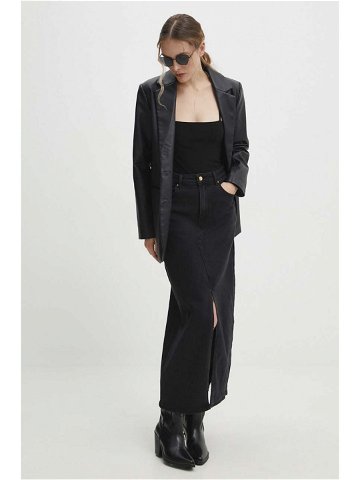 Džínová sukně Answear Lab černá barva maxi áčková