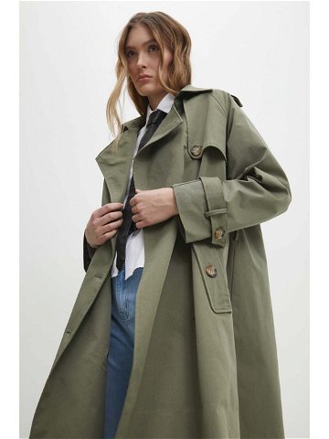 Trench kabát Answear Lab dámský zelená barva přechodný oversize