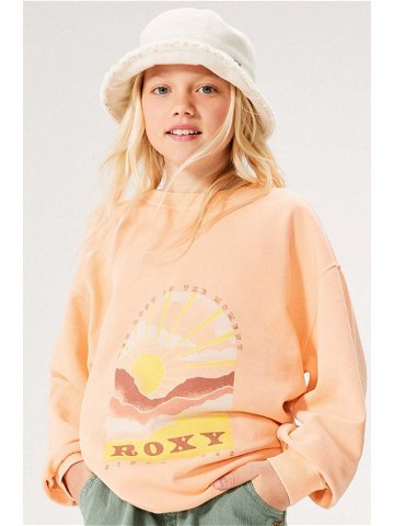 Dětská mikina Roxy LINEUPCREWRGTER oranžová barva s potiskem