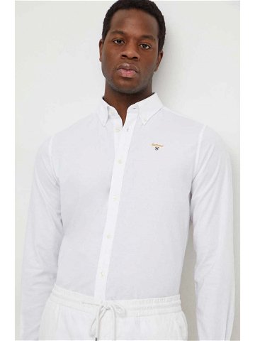 Košile Barbour pánská bílá barva regular s límečkem button-down