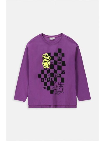 Dětské tričko s dlouhým rukávem Coccodrillo fialová barva