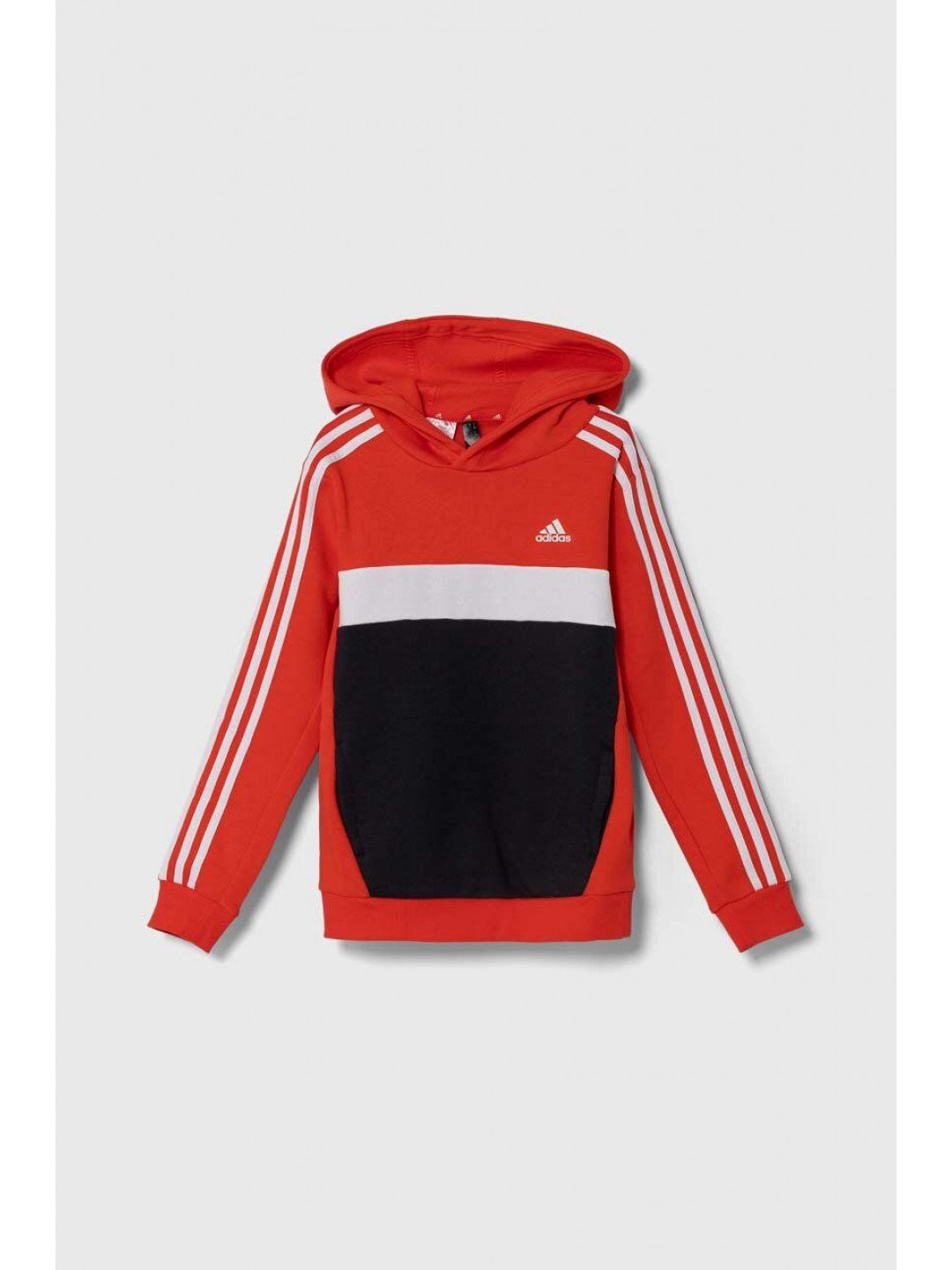 Dětská mikina adidas červená barva s kapucí s potiskem
