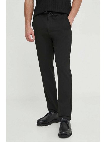 Kalhoty Les Deux pánské černá barva jednoduché