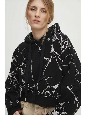 Mikina Answear Lab dámská černá barva s kapucí vzorovaná
