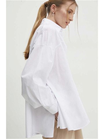 Bavlněná košile Answear Lab bílá barva relaxed s klasickým límcem