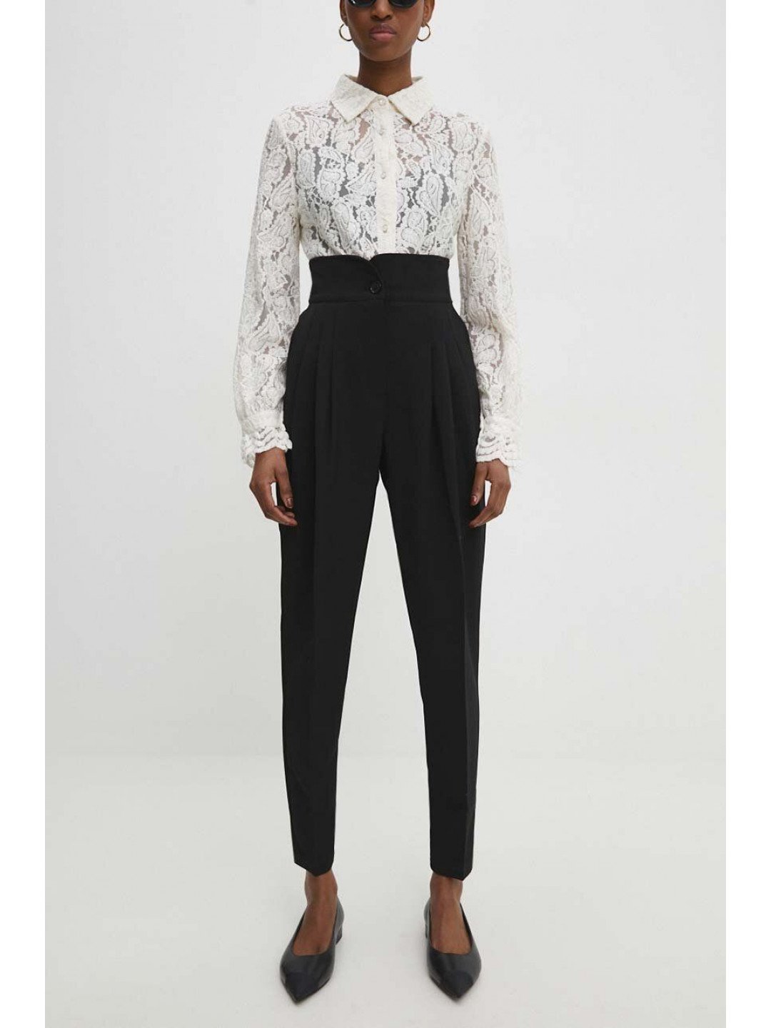 Kalhoty Answear Lab dámské černá barva střih chinos high waist