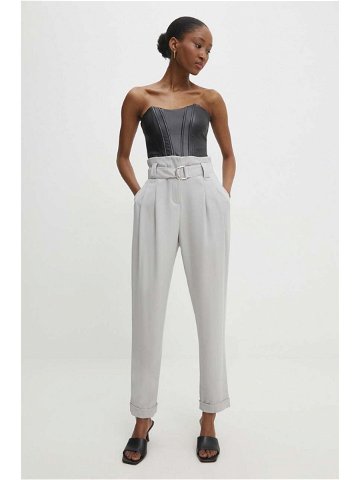 Kalhoty Answear Lab dámské šedá barva střih chinos high waist