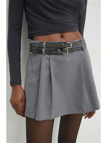Kalhotová sukně Answear Lab šedá barva high waist