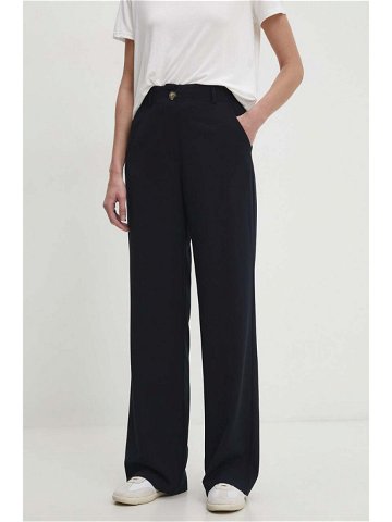 Kalhoty Answear Lab dámské tmavomodrá barva široké high waist