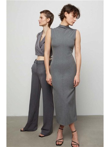 Vlněné šaty Answear Lab šedá barva maxi