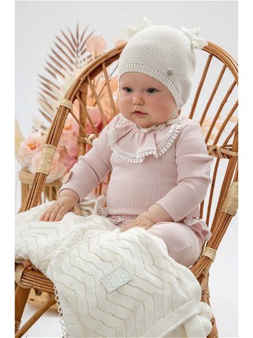 Dětská bavlněná čepice Jamiks AKAB bílá barva z tenké pleteniny