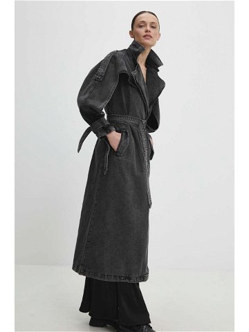 Džínový kabát Answear Lab dámský černá barva přechodný