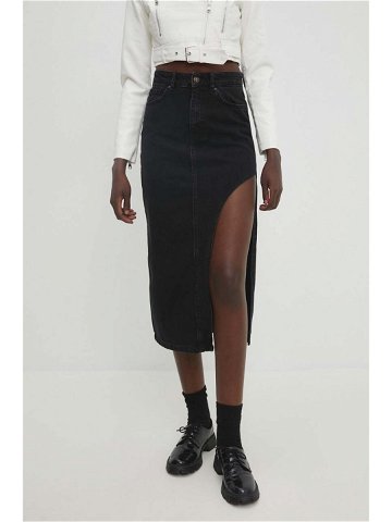 Džínová sukně Answear Lab černá barva maxi