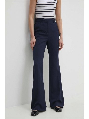 Kalhoty Answear Lab dámské tmavomodrá barva zvony high waist