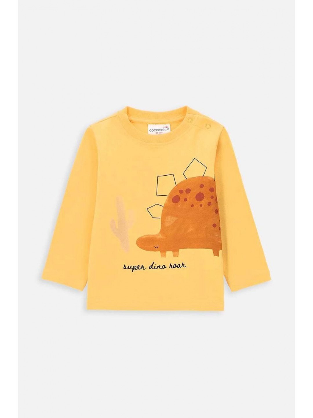 Kojenecké tričko s dlouhým rukávem Coccodrillo žlutá barva s potiskem