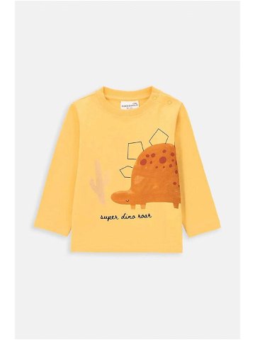 Kojenecké tričko s dlouhým rukávem Coccodrillo žlutá barva s potiskem