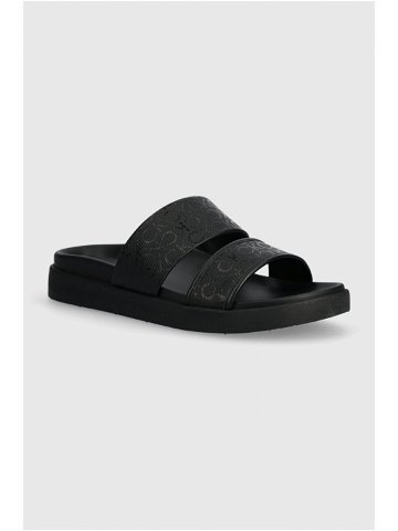 Pantofle Calvin Klein FLAT SLIDE EPI MONO dámské černá barva HW0HW01957