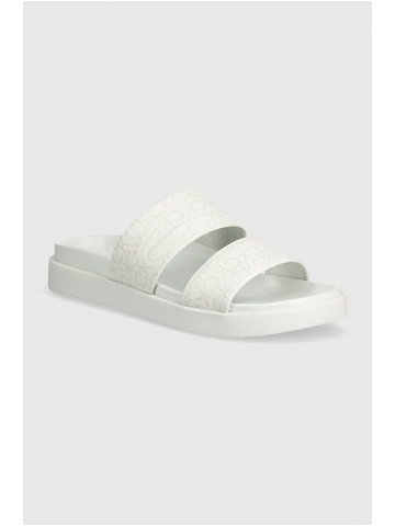 Pantofle Calvin Klein FLAT SLIDE EPI MONO dámské bílá barva HW0HW01957