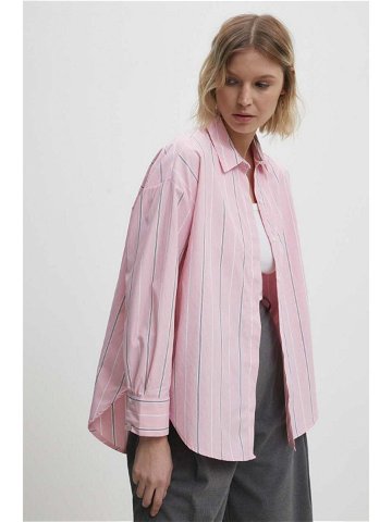 Bavlněná košile Answear Lab růžová barva relaxed s klasickým límcem