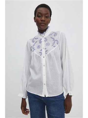 Košile Answear Lab dámská bílá barva regular se stojáčkem