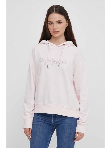 Mikina Pepe Jeans Lana dámská růžová barva s kapucí s potiskem